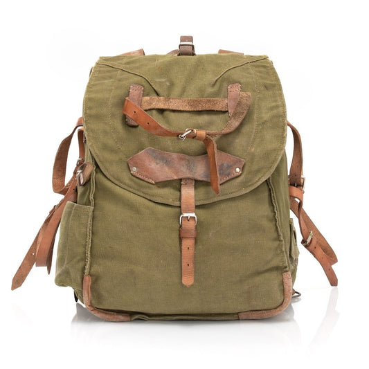 ROMANIAN ARMY CANVAS PACK W/ LEATHER STRAPS