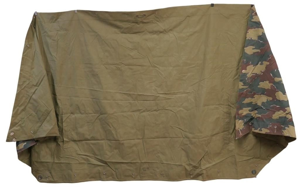 BELGIAN JIGSAW SHELTER HALF W/ TENT POLES AND POUCH