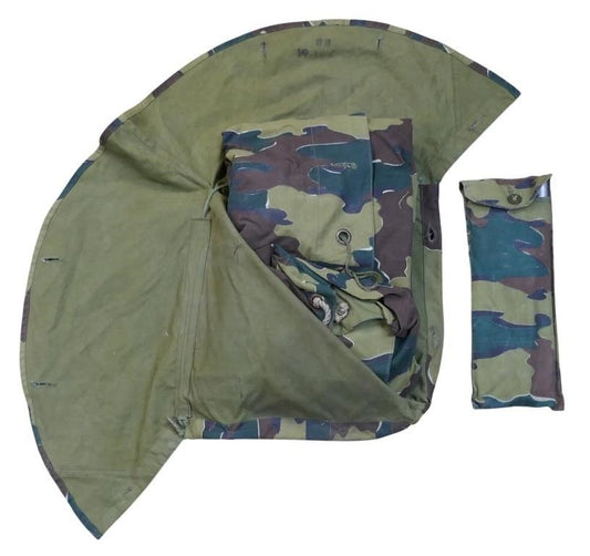BELGIAN JIGSAW SHELTER HALF W/ TENT POLES AND POUCH