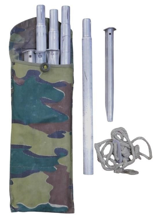 BELGIAN JIGSAW SHELTER HALF W/ TENT POLES AND POUCH